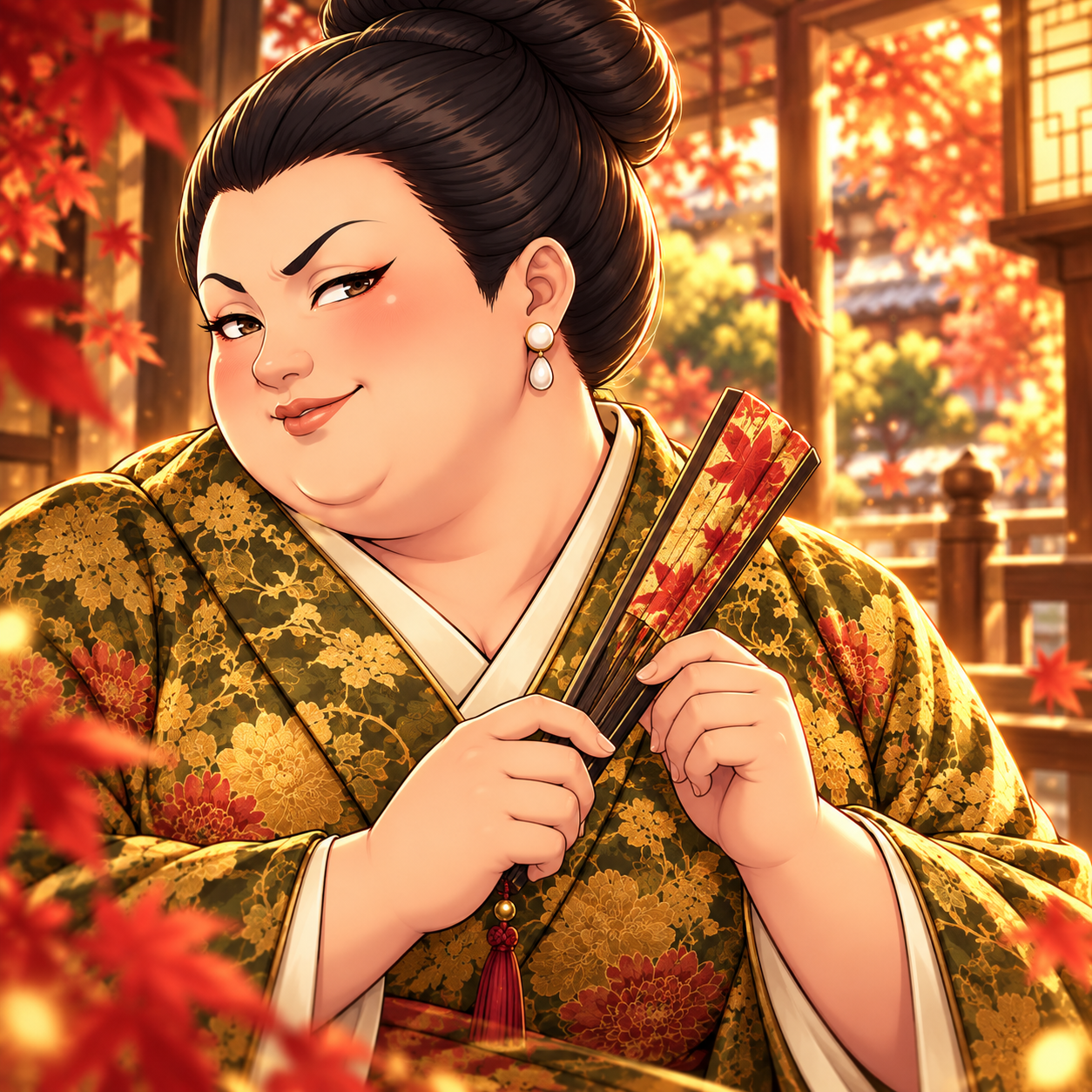 紅葉の扇を持つ政子